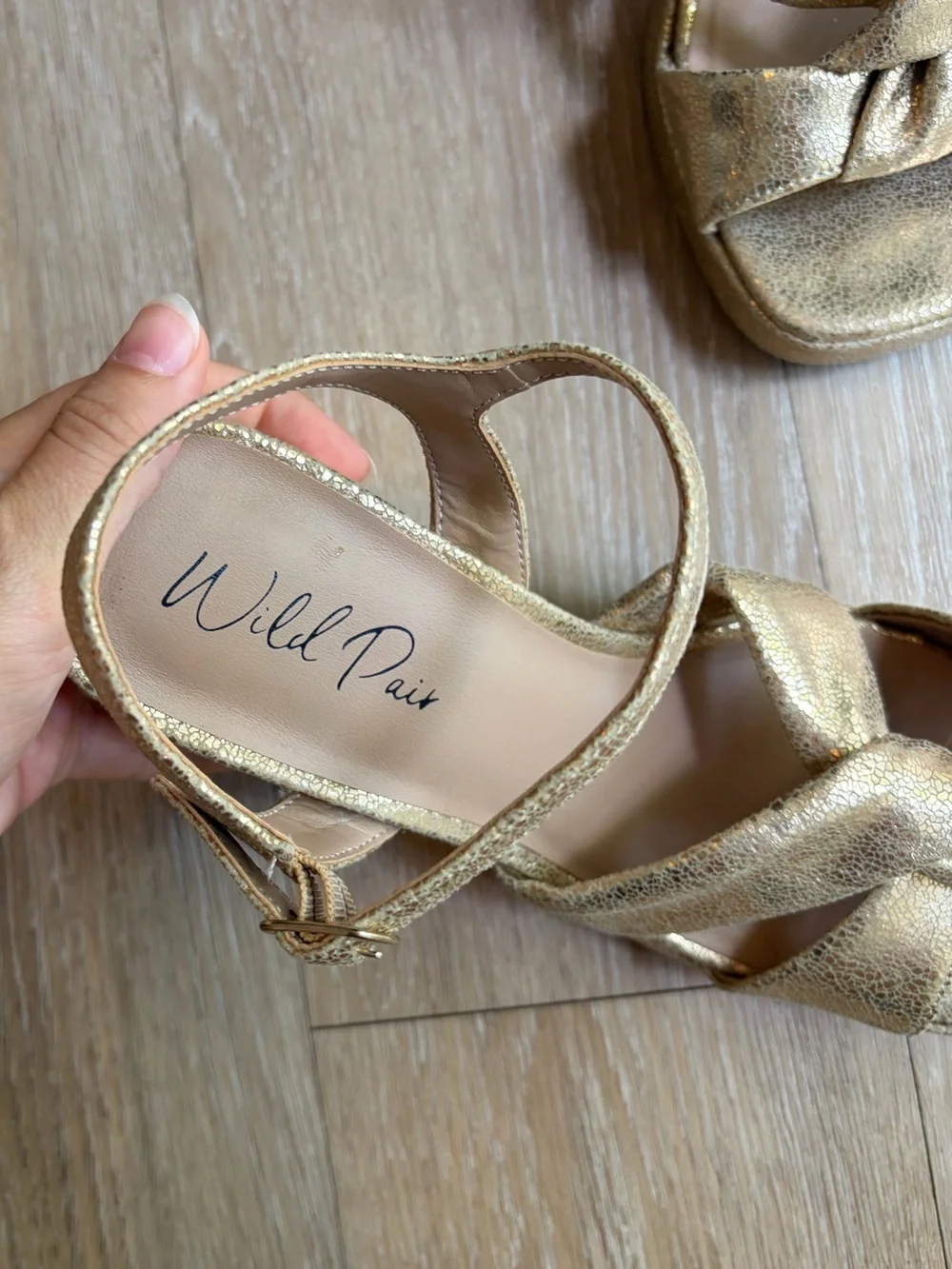 Wild Pair Metallic Gold Chunky Block Heels